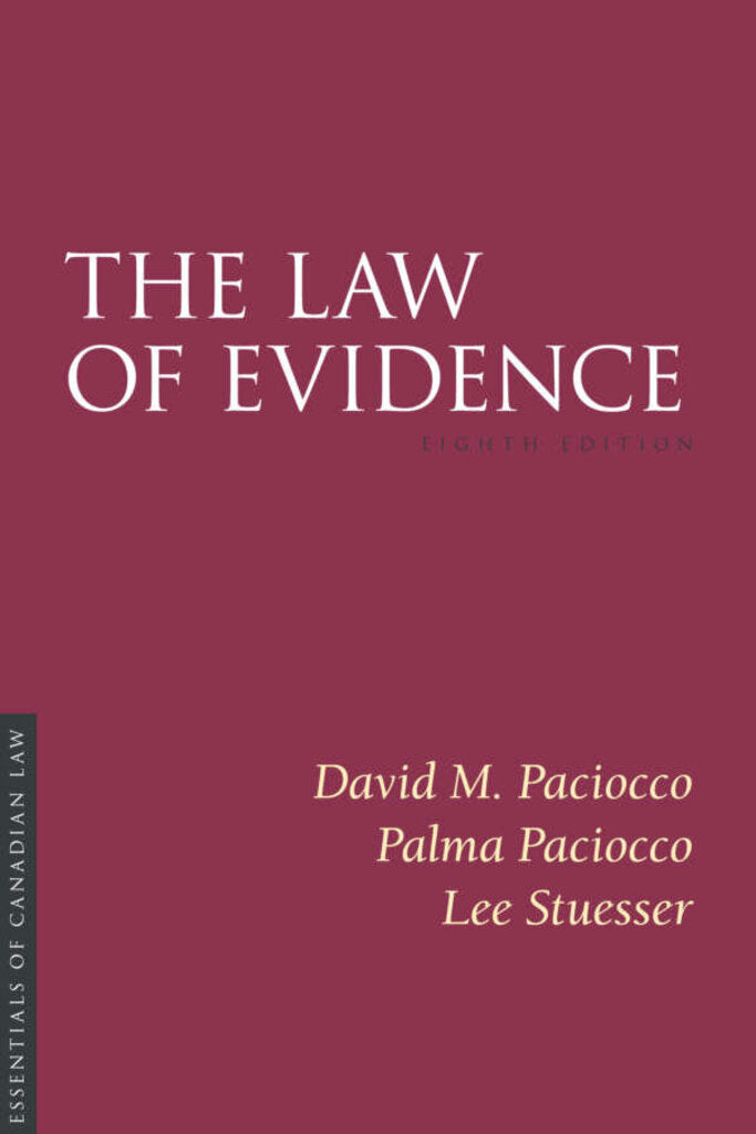 The Law of Evidence 8th edition by David Paciocco 9781552215418 *FINAL SALE* *86c [ZZ]