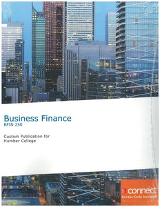 Business Finance BFIN250 with CONNECT Custom Humber 2018 9781260310504 *FINAL SALE* *114f