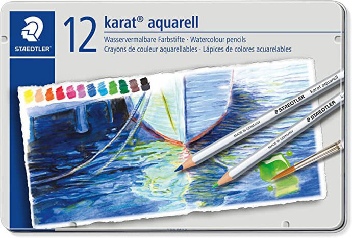 Staedtler Karat Aquarell Premium Watercolor Pencils, Set of 12 Colors 125M12BK