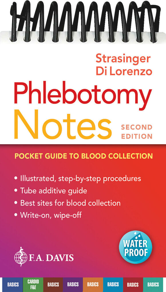 *PRE-ORDER, APPROX 2-3 BUSINESS DAYS* Phlebotomy Notes Pocket Guide to Blood Collection 2nd edition by Strasinger & Di Lorenzo 9780803675650 *58g