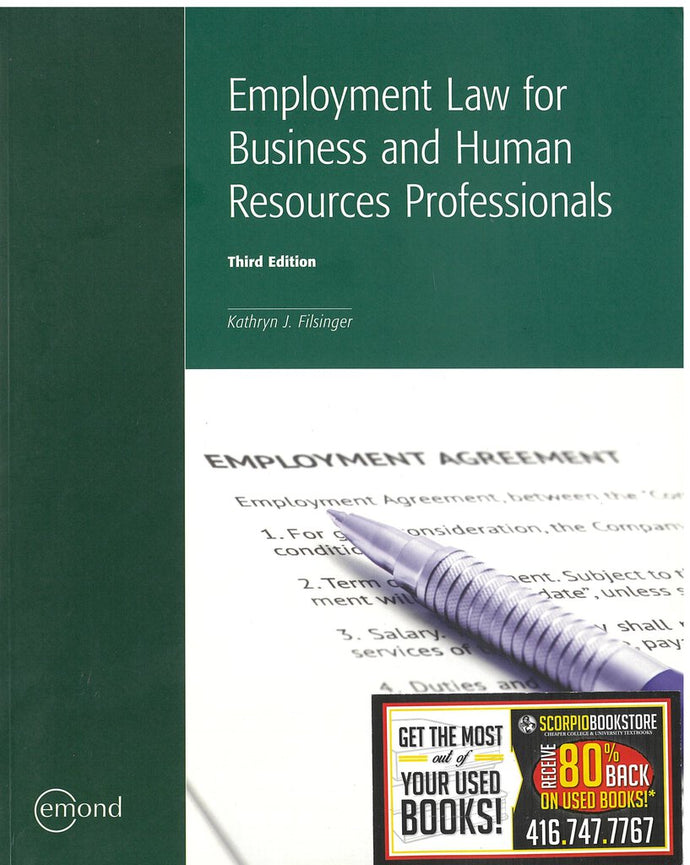 Employment Law for Business 3rd Edition by Kathryn J Filsinger 9781552395950 (USED:GOOD) *AVAILABLE FOR NEXT DAY PICK UP* *c25