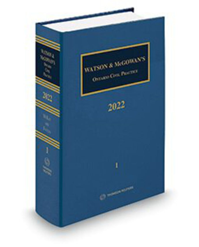 2022 Watson & McGowan's Ontario Civil Practice Volume 1 ONLY by Derek McKay (PAPERBACK) 9781731909213 *92a *SAN *FINAL SALE*