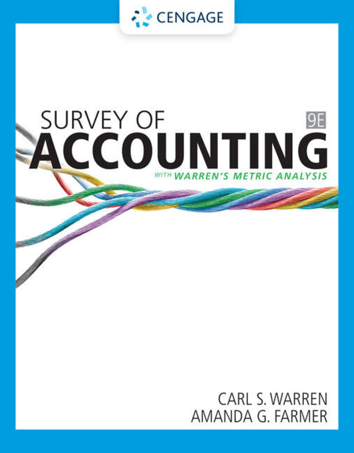 *PRE-ORDER, APPROX 4-6 BUSINESS DAYS* Survey of Accounting 9th edition by Carl Warren 9780357132593 *70b *FINAL SALE*