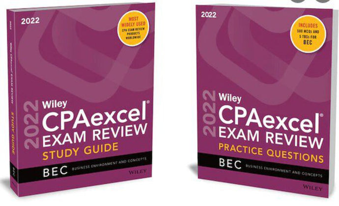 *PRE-ORDER, APPROX 7-10 BUSINESS DAYS* Wiley's CPA 2022 Study Guide + Question Pack Business Environment and Concepts 9781119852407