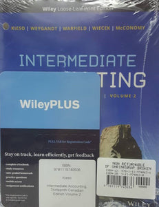 Intermediate Accounting 13th Canadian edition Volume 2 with WileyPLUS Next Gen Card and Loose-Leaf Set Multi-Semester 9781119740636 *112g *SAN [ZZ]