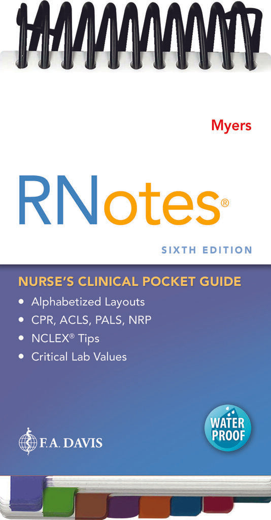 *PRE-ORDER, APPROX 2-3 BUSINESS DAYS* RNotes Nurse's Clinical Pocket Guide 6th edition by Ehren Myers 9781719646253