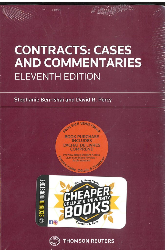 Contracts Cases and Commentaries 11th Edition Student Edition + Proview by Stephanie Ben-Ishai 9781668715130 *SPECIAL PRICING, FINAL SALE* *88d *SAN [ZZ]