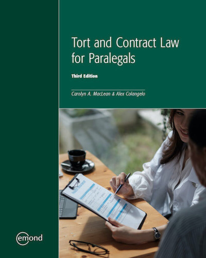 Tort and Contract Law for Paralegals / Legal Professionals 3rd Edition by Carolyn MacLean 9781774621738 *143b [ZZ]