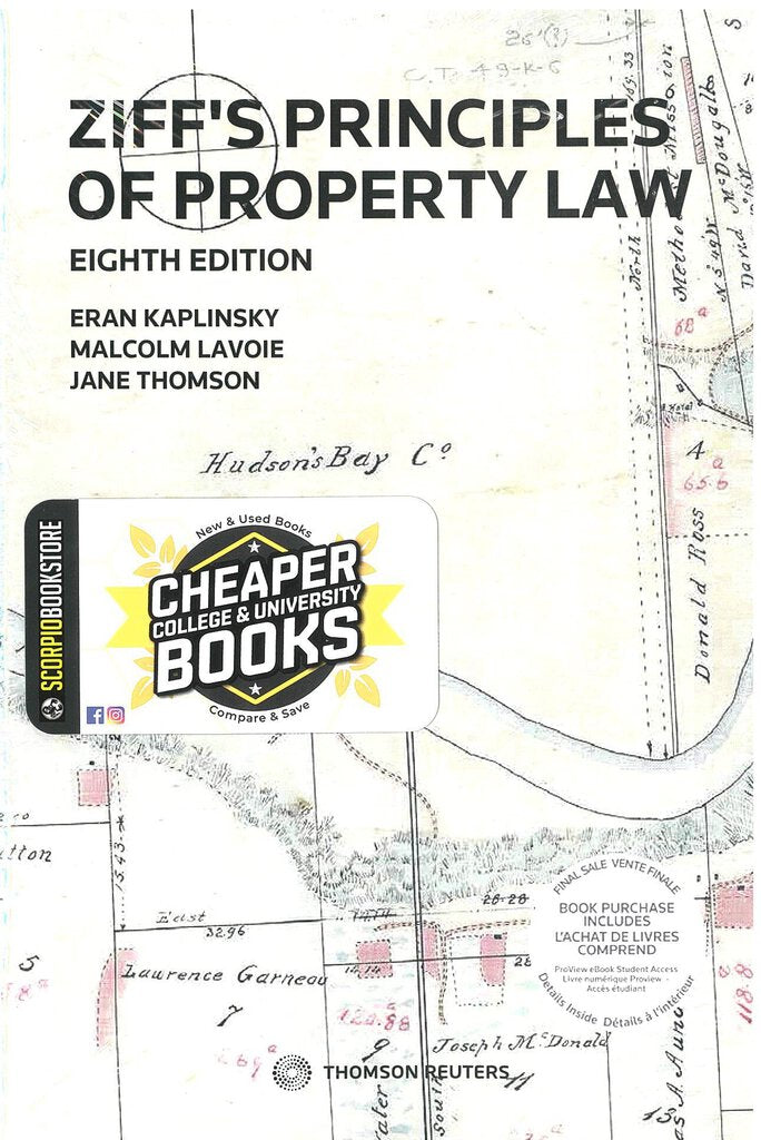 Principles of Property Law 8th edition + Proview by Bruce Ziff STUDENT EDITION 9780779899470 *FINAL SALE* *84h [ZZ]