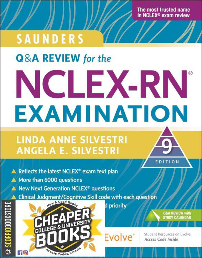 *PRE-ORDER, APPROX 2-3 BUSINESS DAYS* Saunders Q and a Review for the NCLEX-RN® Examination 9th edition by Linda Anne Silvestri 9780323930574