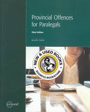 Load image into Gallery viewer, Provincial Offences for Paralegals 3rd Edition by Jennifer Zubick 9781774621592 (USED:ACCEPTABLE; highlights, writing, peeling book cover and minor water damage) *142b
