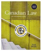 Canadian Law An Introduction 7th edition by Neil Boyd 9780176724429 (USED:GOOD; loose pages) *AVAILABLE FOR NEXT DAY PICK UP* *wh19