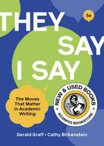 They Say I Say 5th Edition by Gerald Graff 9780393538700 (USED:VERYGOOD) *69d