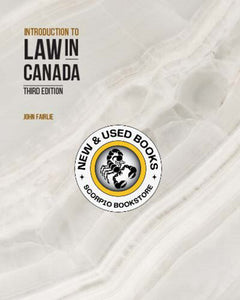 Introduction to Law in Canada 3rd Edition by John Fairlie 9781774623381 (USED:VERYGOOD) *87f