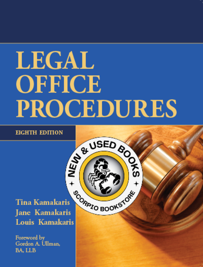 Legal Office Procedures 8th Edition by Tina Kamakaris 9781774623480 (USED:ACCEPTABLE) *AVAILABLE FOR NEXT DAY PICK UP* *T67 *TBC