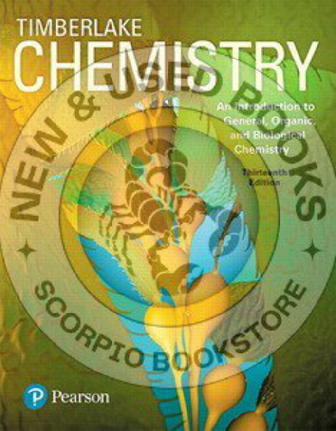 Chemistry An Introduction to General, Organic, and Biological Chemistry 13th Edition by Karen C. Timberlake 9780134421353 (USED:GOOD; minor highlights, post its) *102d