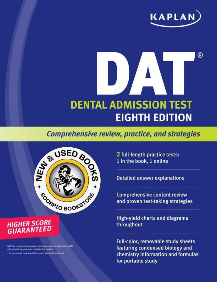 DAT Dental Admission Test 8th Edition by Kaplan 9781609780876 (USED:VERYGOOD) *D17