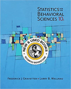 *PRE-ORDER, APPROX 4-6 BUSINESS DAYS* Statistics for The Behavioral Sciences 10th edition by Frederick J Gravetter 9781305504912
