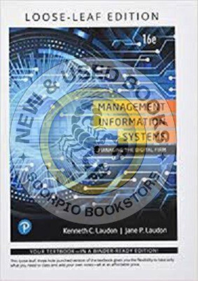 Management Information Systems 16th edition by Laudon LOOSELEAF 9780135191927 (USED:GOOD; minor highlights, unbinded) *103f [ZZ]
