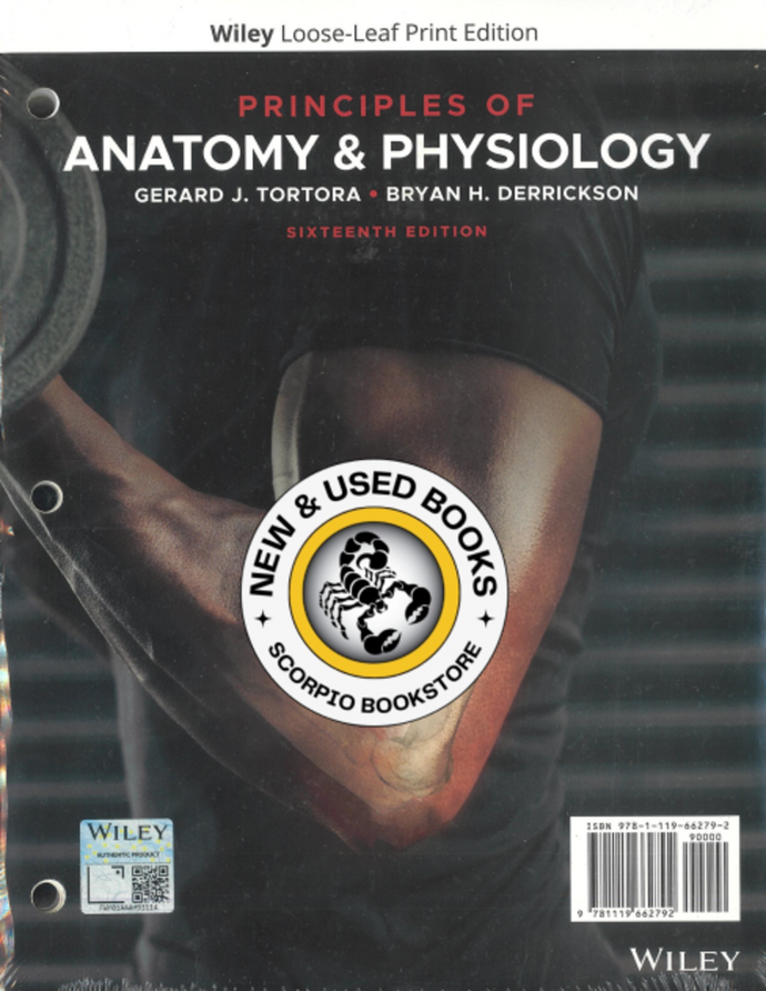 Principles of Anatomy and Physiology 16th edition by Tortora LOOSELEAF 9781119662792 (USED:VERYGOOD; unbinded) *112h