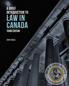 A Brief Introduction to Law in Canada 3rd Edition John Fairlie 9781774626238 *142h