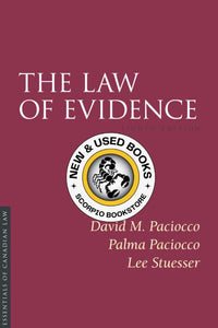 The Law of Evidence 8th edition by David Paciocco 9781552215418 *FINAL SALE* *86f [ZZ]