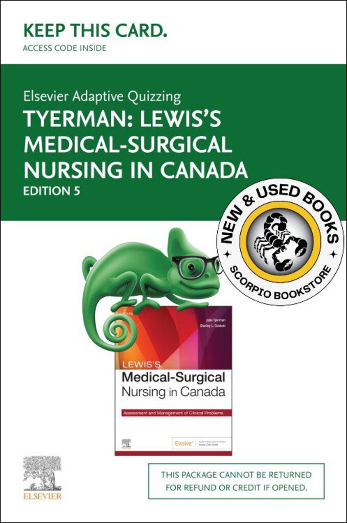 *PRE-ORDER, APPROX 2-3 BUSINESS DAYS* Elsevier Adaptive Quizzing for Medical-Surgical Nursing in Canada 5th Canadian edition by Lewis ACCESS CARD ONLY 9780323880978