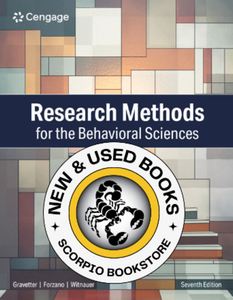 *PRE-ORDER, APPROX 4-6 BUSINESS DAYS* Research Methods for the Behavioral Sciences 7th Edition by Frederick J Gravetter 9798214143613