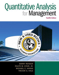 Quantitative Analysis 12th Edition by Barry Render 9780133507331 (USED:GOOD) *65c *AVAILABLE FOR NEXT DAY PICK UP* *Z90 [ZZ]