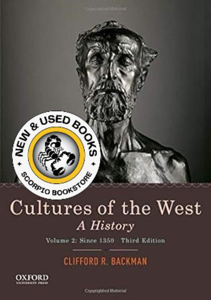 Cultures of the West A History Volume 2 Since 1350 3rd Edition by Clifford R. Backman 9780190070434 (USED:VERYGOOD) *AVAILABLE FOR NEXT DAY PICK UP* *e1 [ZZ]