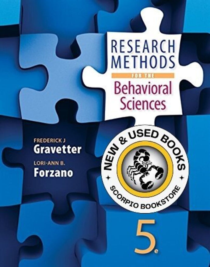 Research Methods for the Behavioral Sciences 5th Edition by Frederick J. Gravetter 9781305104136 *AVAILABLE FOR NEXT DAY PICK UP* *Z225 [ZZ]