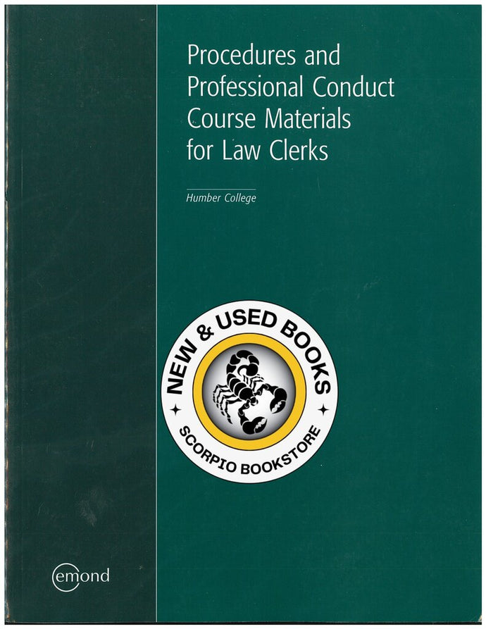 Procedures and Professional Conduct Custom 9781772552010 (USED:GOOD) *AVAILABLE FOR NEXT DAY PICK UP* *Z131 [ZZ]