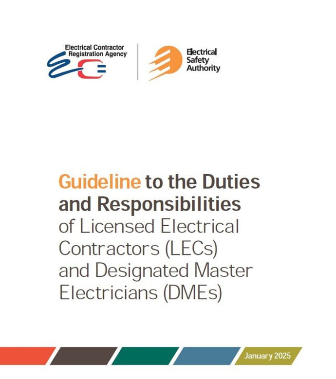 Guideline to the Duties and Responsibilities of Licensed Electrical Contractors (LECs) and Designated Master Electricians (DMEs) (January 2025) - Print and Bind
