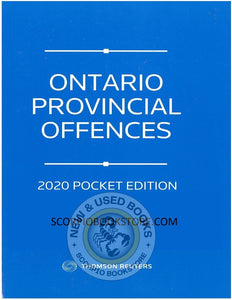 Ontario Provincial Offences 2020 Pocket Edition 9780779890323 (USED:VERYGOOD; contains post its) *81f [ZZ]