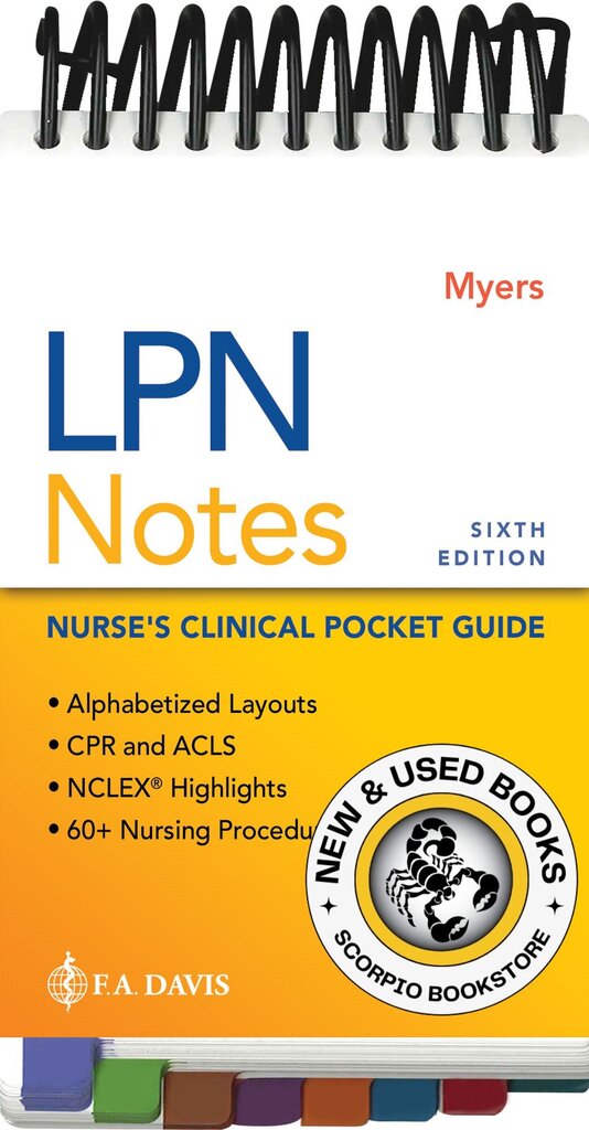 *PRE-ORDER, APPROX 2-4 BUSINESS DAYS* LPN Notes Nurse's Clinical Pocket Guide 6th edition by Ehren Myers 9781719650298