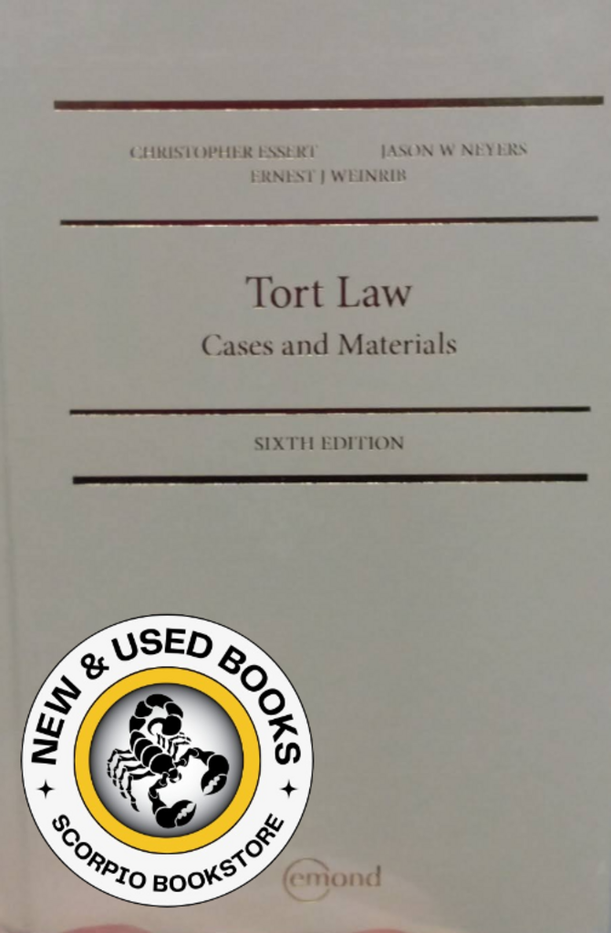 *PRE-ORDER, APPROX 4-6 BUSINESS DAYS* Tort Law Cases and Materials 6th Edition by Christopher Essert 9781774625941 *130g
