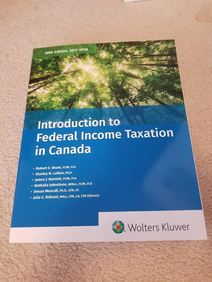Introduction to Federal Income Taxation in Canada 38th Edition 2017-2018 + STUDY GUIDE 9781554969487 (USED:ACCEPTABLE; markings) *AVAILABLE FOR NEXT DAY PICK UP* *wh17