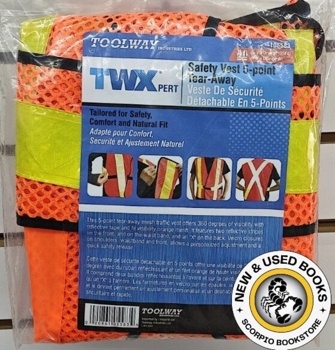 Safety Vest 5 Point Tear-Away Hi Vis Orange 020861055834