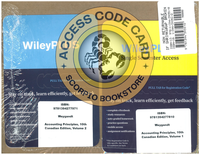 Accounting Principles 10th Canadian Edition, Volume 1 WPNGC 1S and Volume 2 WPNGC 2S ACCESS CODE CARDS ONLY 9781394393510