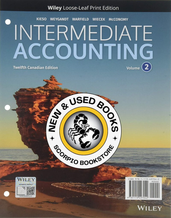 Intermediate Accounting V2 12th Canadian edition +V1&V2WileyPLUSNextGenCard by Kieso LOOSELEAF 9781119646501 *110g [ZZ]