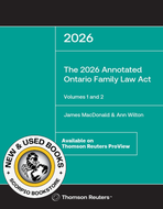 *PRE-ORDER, APPROX 4-6 BUSINESS DAYS* 2026 Annotated Ontario Family Law Act Volume 1 + Volume 2 by James C. MacDonald 9781038215024