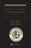 *PRE-ORDER, APPROX 4-6 BUSINESS DAYS* Sopinka, Gelowitz and Rankin on the Conduct of an Appeal 6th Edition by John Sopinka 9780433539988 [ZZ]