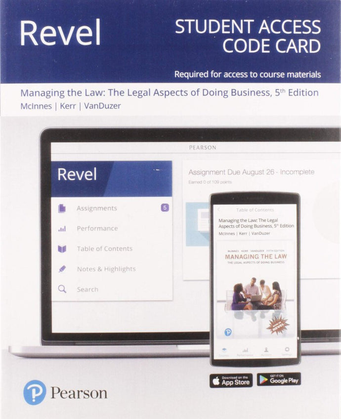 [EBOOK] Managing the Law 5th edition REVEL ACCESS code only by McInnes 9780135415375 *FR7