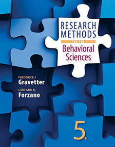 Research Methods for the Behavioral Sciences 5th Edition by Frederick J. Gravetter 9781305104136 *AVAILABLE FOR NEXT DAY PICK UP* *Z225 [ZZ]