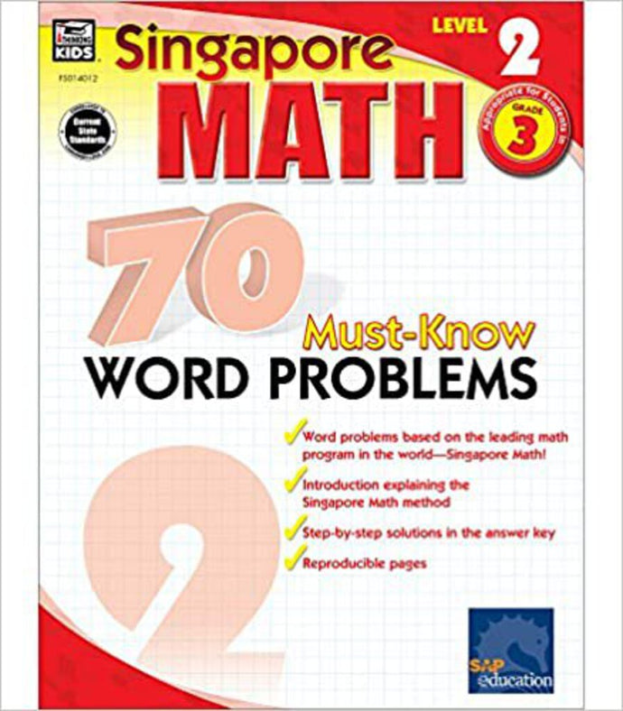 Singapore Math – 70 Must-Know Word Problems Workbook for 3rd Grade Math 9780768240122 (USED:GOOD) *A71 [ZZ]
