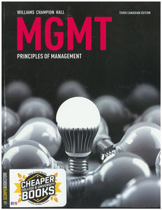 *PRE-ORDER 7- 10 BUSINESS DAYS* MGMT 3rd Edition by Chuck Williams 9780176703486 *78a [ZZ] [LAST COPY]