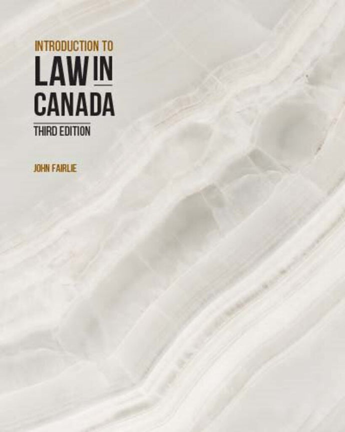 Introduction to Law in Canada 3rd Edition by John Fairlie 9781774623381 *143f [ZZ]