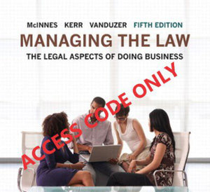Managing the Law 5th edition +MyBusLawLab with Pearson EText by Mitchell McInnes ACCESS CODE CARD ONLY *F1