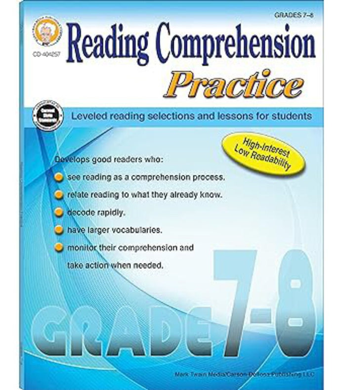 Reading Comprehension Practice Grades 7-8 by Janet P. Sitter 9781622236367 (USED:GOOD; markings) *139f