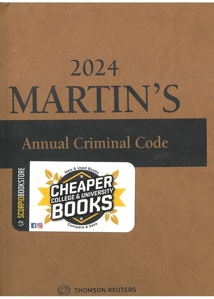 *PRE-ORDER, APPROX 4-7 BUSINESS DAYS* 2024 Martin's Annual Criminal Code by Greenspan 9781668714799 *88b